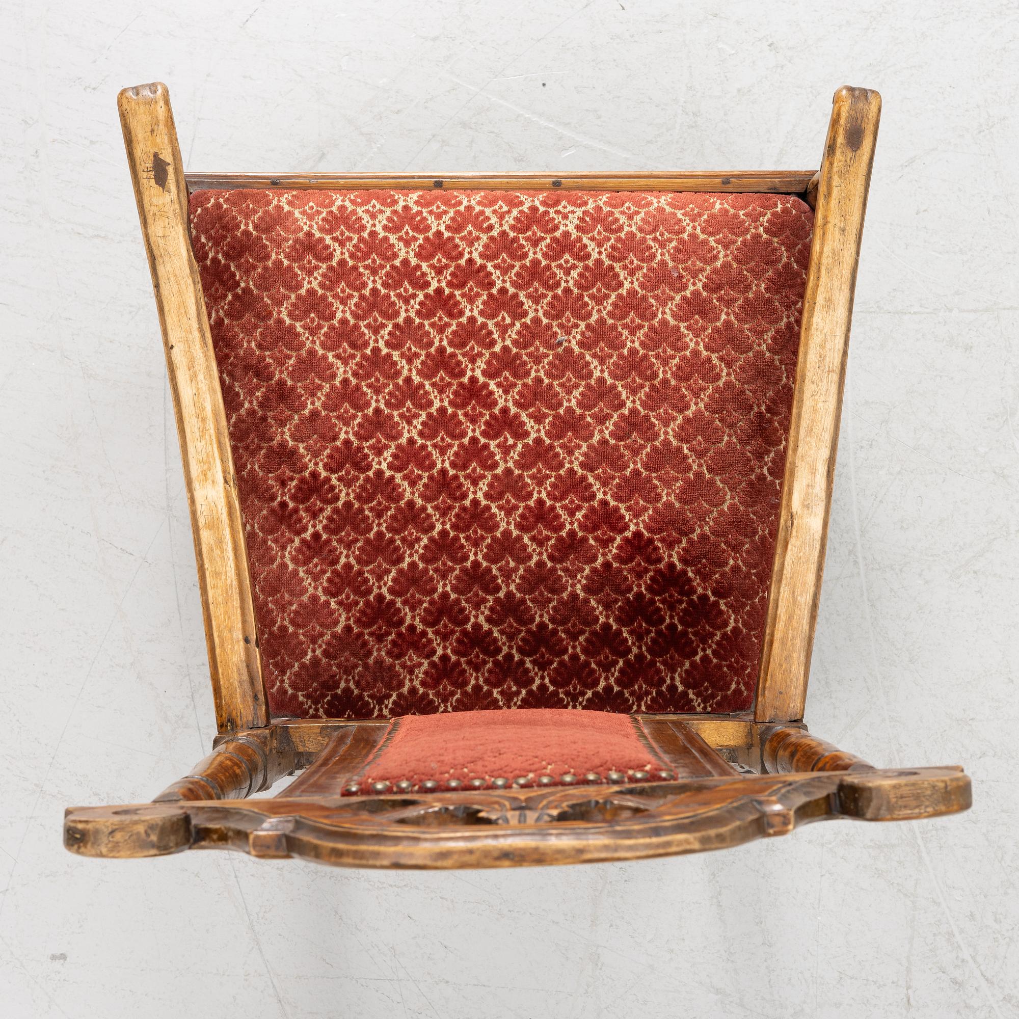 Armchairs, a pair, Baroque style 18th/19th century possibly with some earlier parts.
