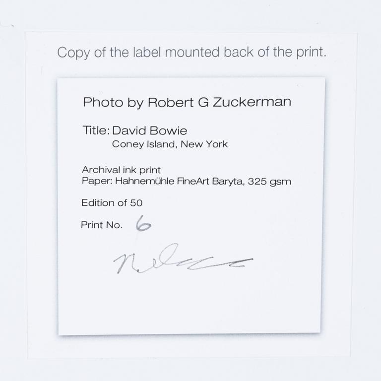 Robert Zuckerman, fotografi, numrerad 6/50, signerad a tergo.