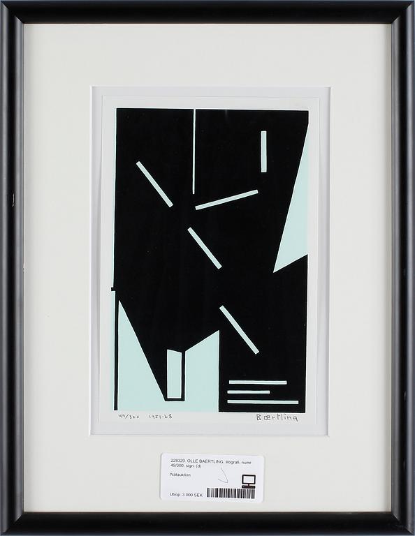 OLLE BAERTLING, serigrafi, numr. 49/300, sign. o dat. 1951-1968.