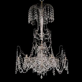 A Louis XVI-style six-light candelier, Austria/Bohemia, late 18th century.