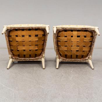 A pair of late 18th century Louis XVI armchairs.