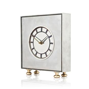 333. Estrid Ericson, a pewter and brass table clock, Svenskt Tenn Stockholm 1930.