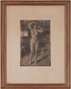Anders Zorn · ANDERS ZORN, etsning, otydligt signerad i blyerts samt monogramsignerad i plåten, daterad 06.