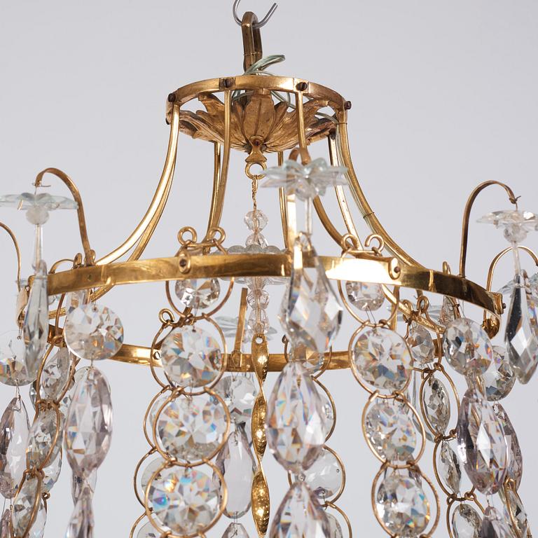 A Swedish late 18th century Gustavian eight-light chandelier.