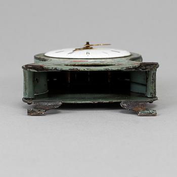 A 19th century tin plate miniature table clock.