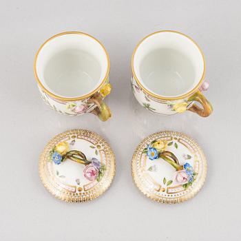 Royal Copenhagen, a pair of 'Flora Danica' porcelain custard cups, Denmark, 1969-73.