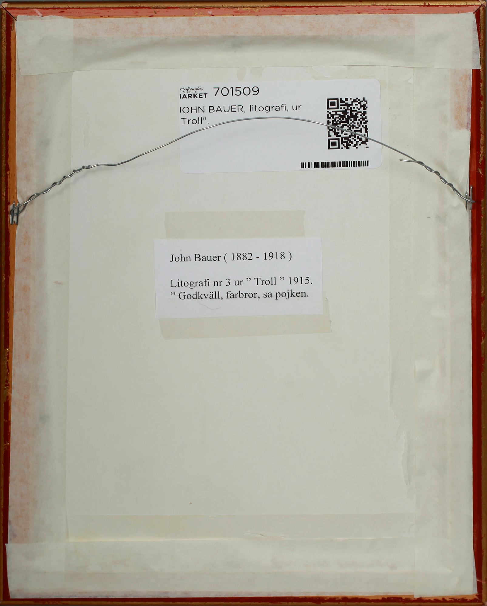 JOHN BAUER, litografi, ur "Troll", osignerad.
