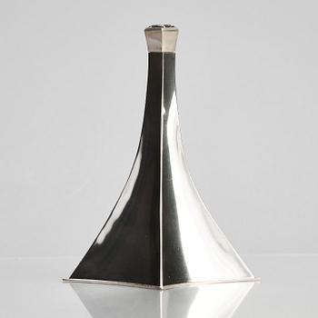 Rolf Lindståhl, a sterling silver bottle with a rock crystal on the lid, Stockholm 1988.