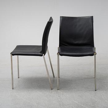 A set of eight steel and leather chairs, 21th century.