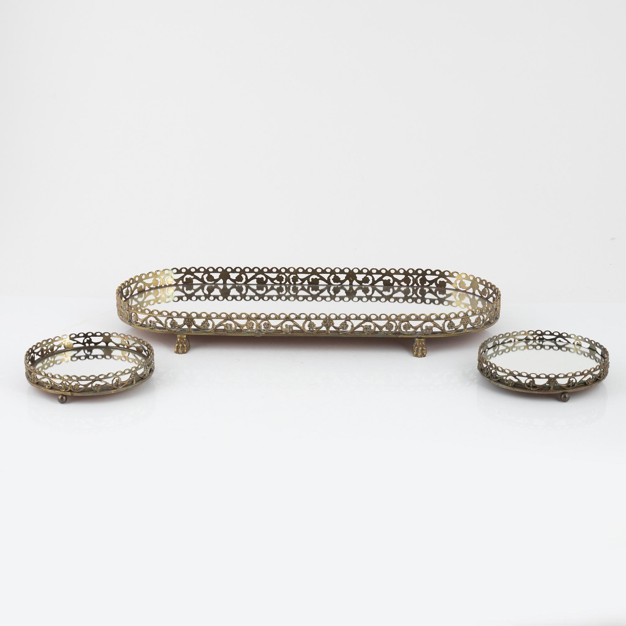 Table plateaus, 2+1 pcs, Empire-style, 20th century.