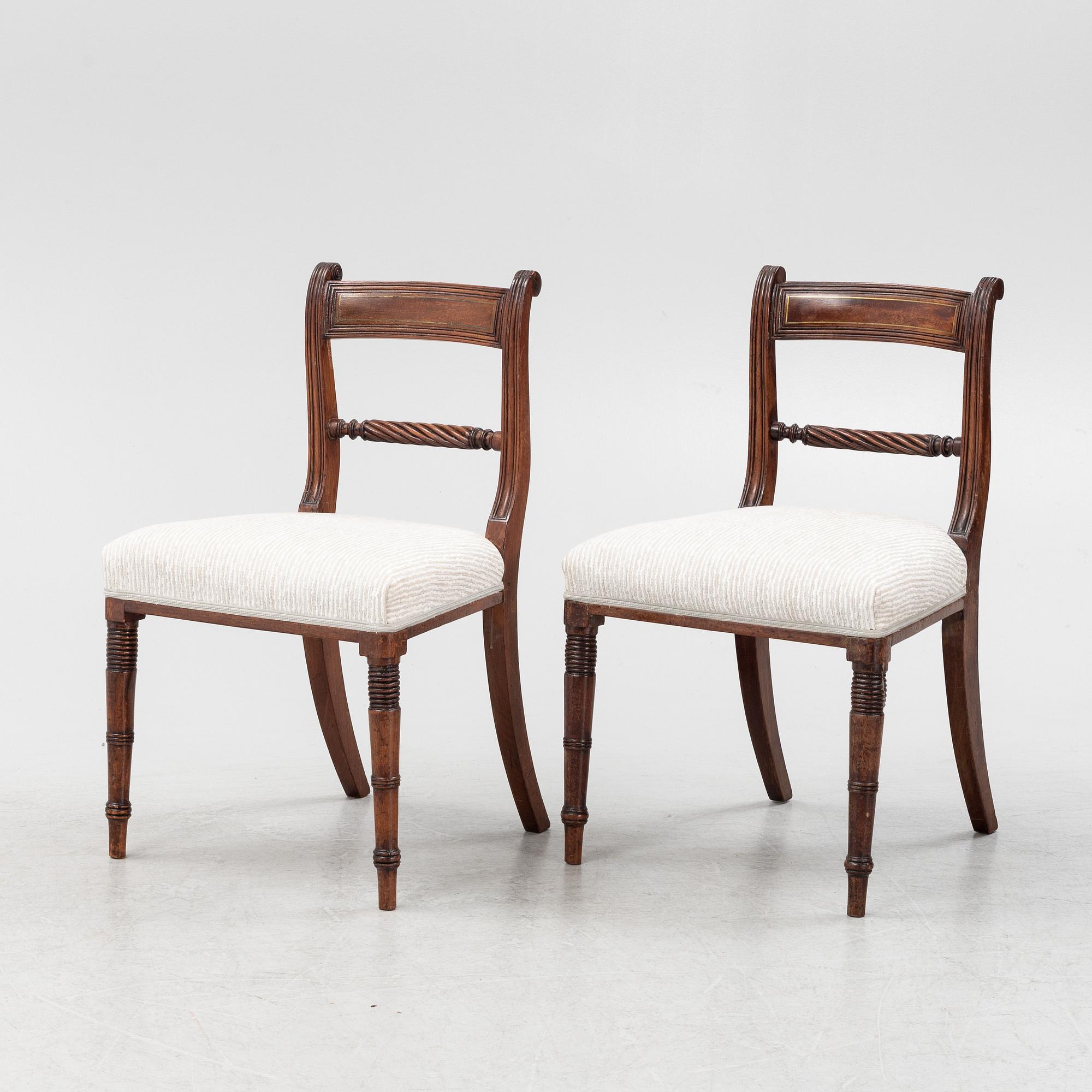 Stolar, 12 st, Regency stil, omkring år 1900.