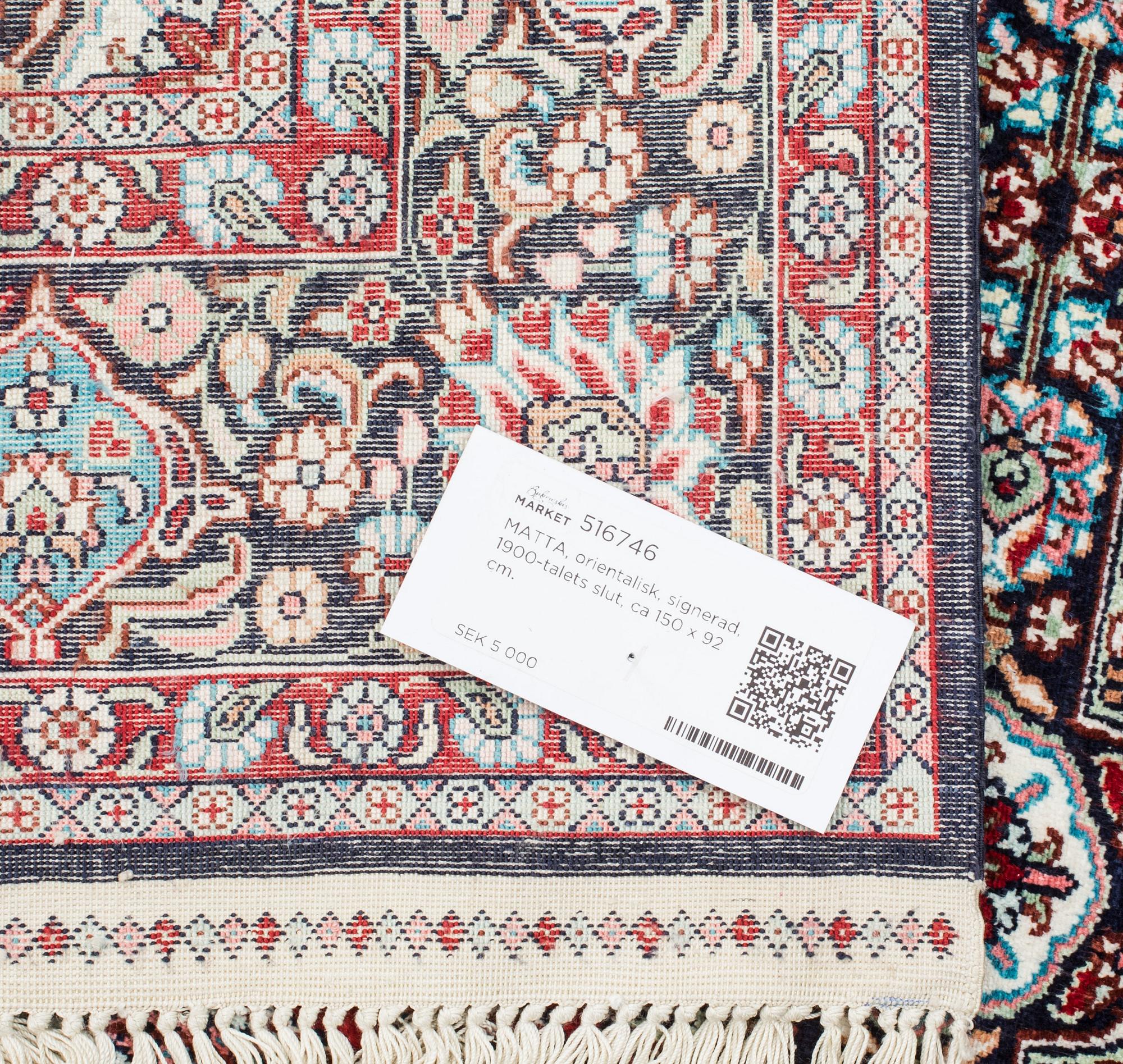 MATTA, orientalisk, signerad, silke, 1900-talets slut, ca 150 x 92 cm.