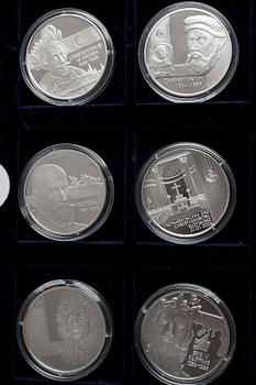 Medaljer 22 st "Danska regenter" silver 1900-talets senare del.