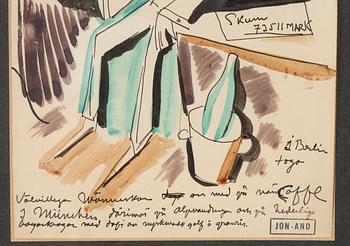 John Jon-And, blandteknik på papper, stämpelsignerad.