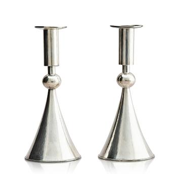 340. A pair of Swedish sterling silver candlesticks, marks of Sigurd Persson, Stockholm 1959.