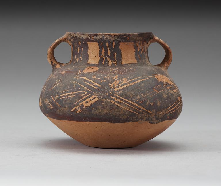 A potted and painted jar, Neolithic period.