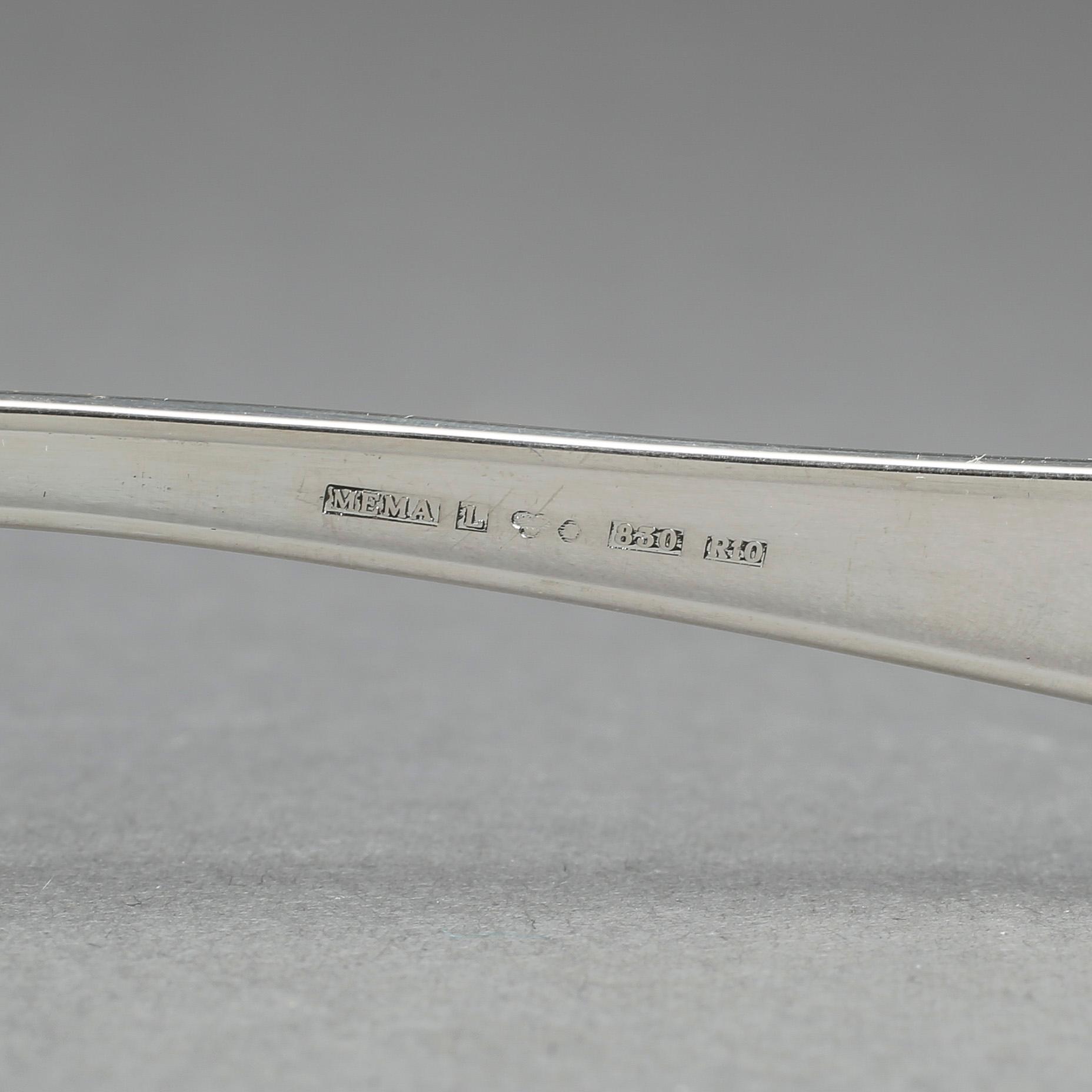 BORDSSKEDAR, 12 st, silver, "Rådhus", Mema, Linköping. Vikt ca 590 gram.