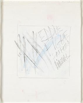 Eddie Figge, blandteknik på papper, signerad, utförd ca. 1989.