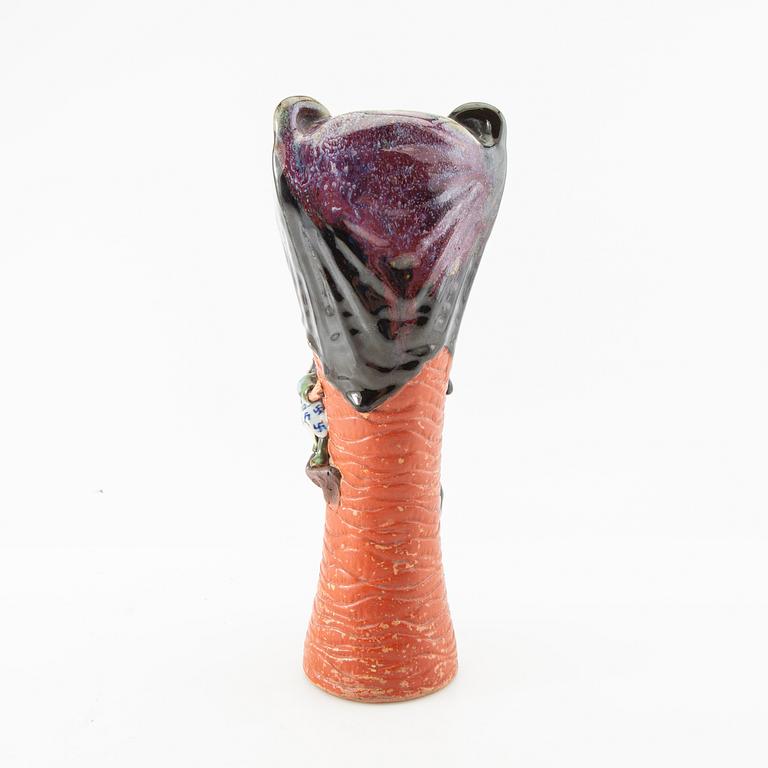 Vase "Sumida gawa ware" Japan first half of the 20th century partially glazed ceramic.