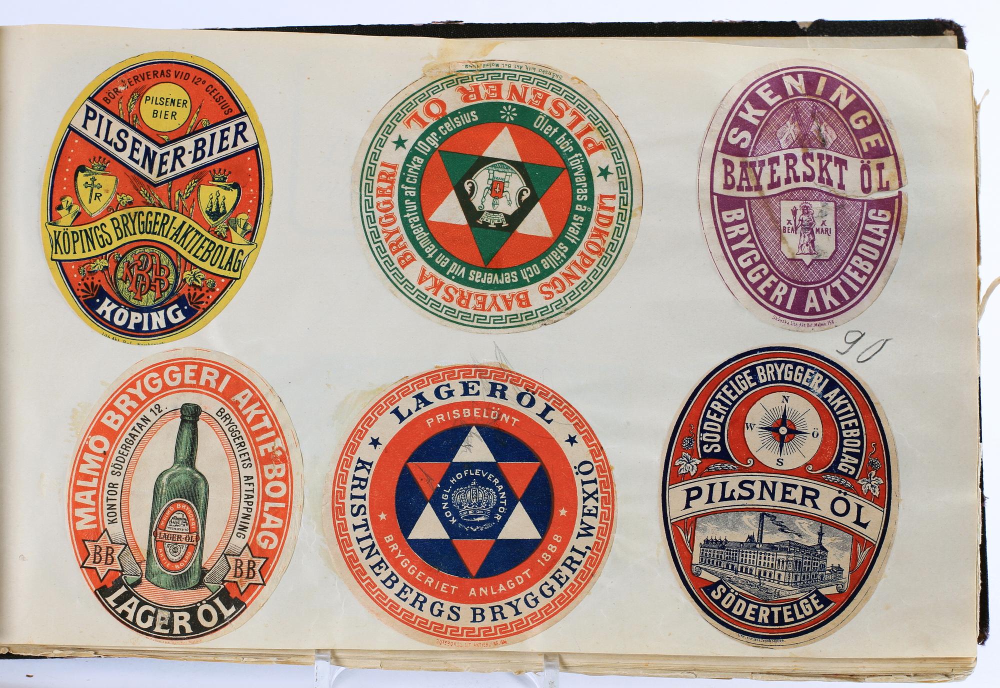 ALBUM MED ÖLETIKETTER, 1800/1900-tal.