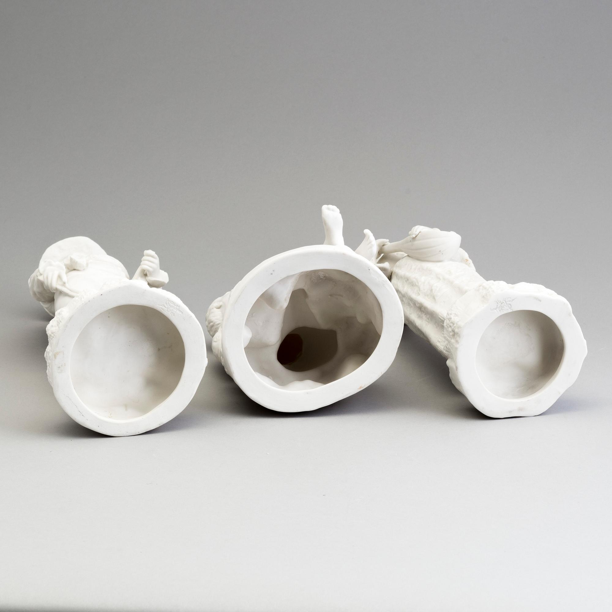 THREE PARIAN FIGURES, Gustafsberg, second half of the 19th century.