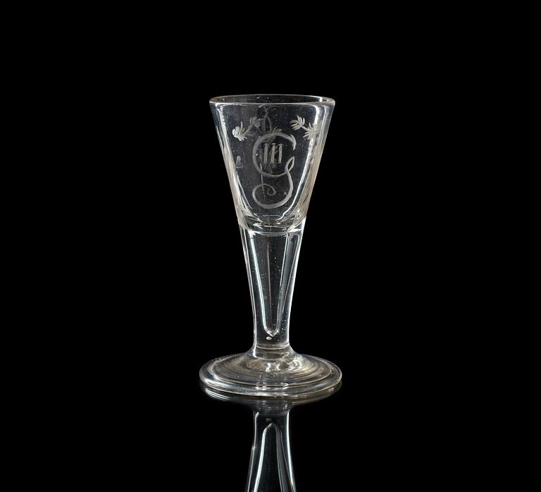 A Swedish wine goblet, 18th Century.