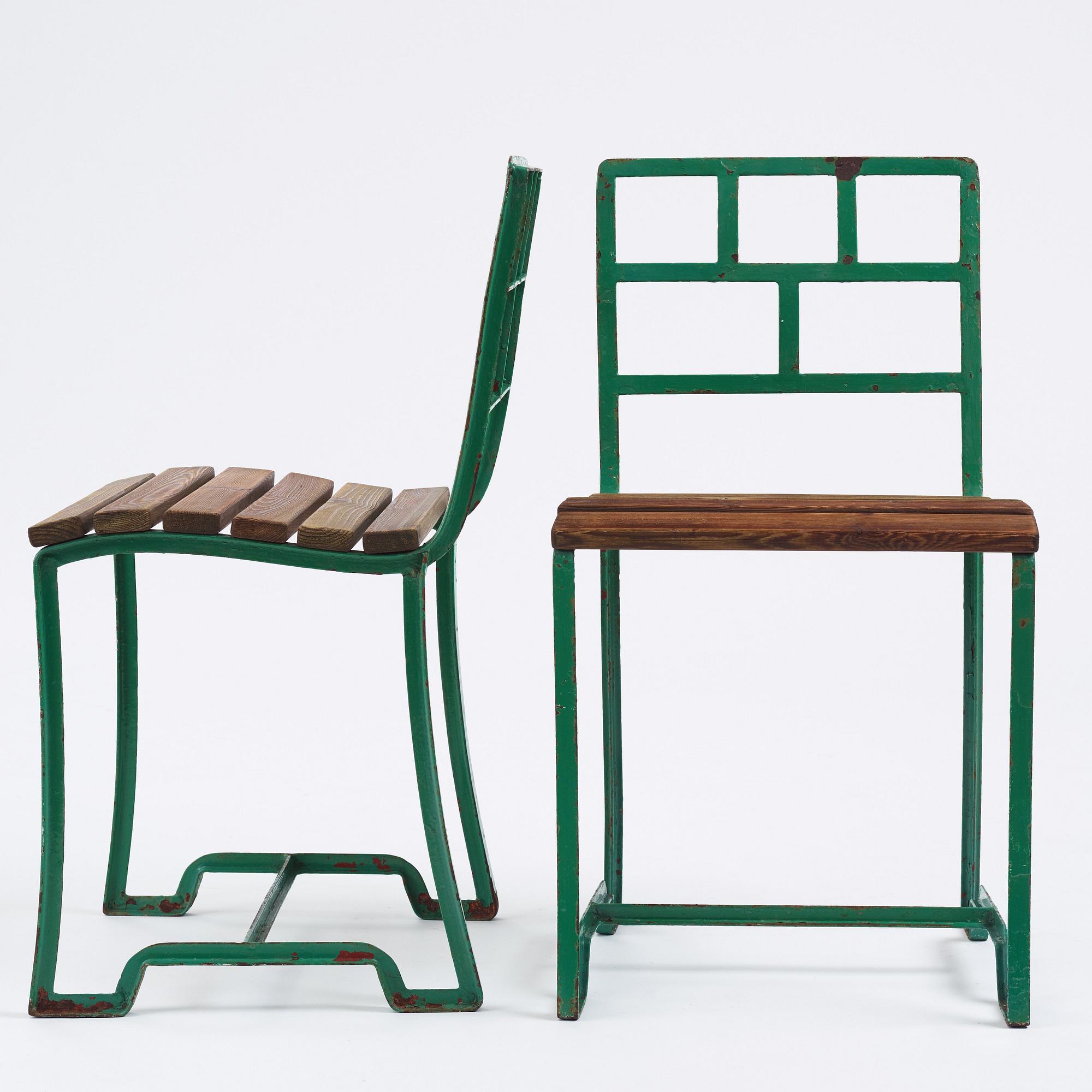 Carl Hörvik, a pair of garden chairs,  Sweden ca 1927-1929.