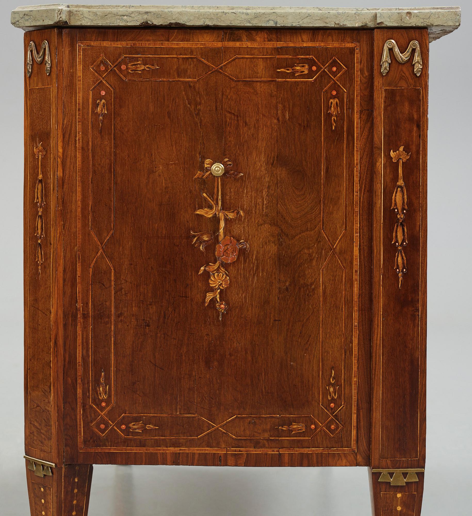 A Gustavian late 18th century commode by N P Stenström (master in Stockholm 1781-1790), not signed.