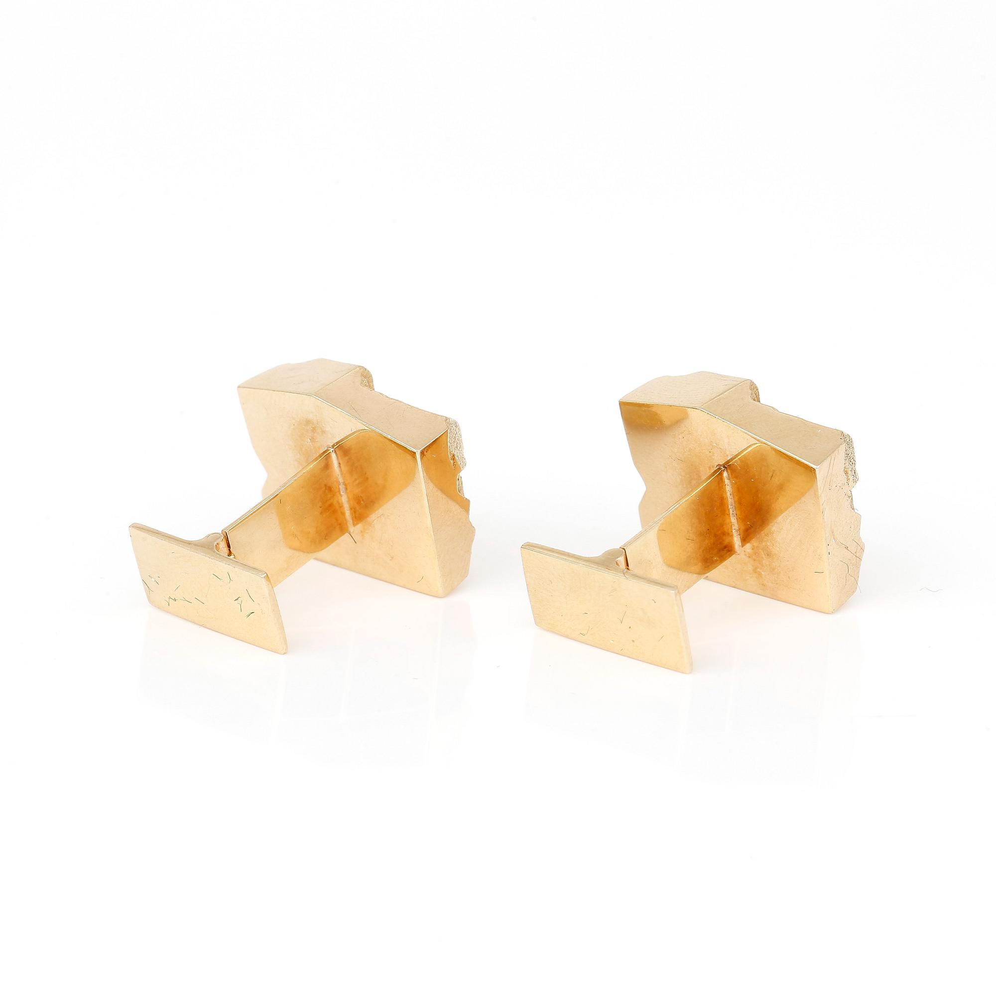 MANSCHETTKNAPPAR, ett par, 14k guld, Björn Weckström, Lapponia, 1970. Vikt ca 13,3 gram.