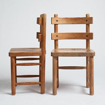 Axel Einar Hjorth, a set of 6 stained pine 'Sandhamn' chairs, Nordiska Kompaniet Sweden 1931-1932.