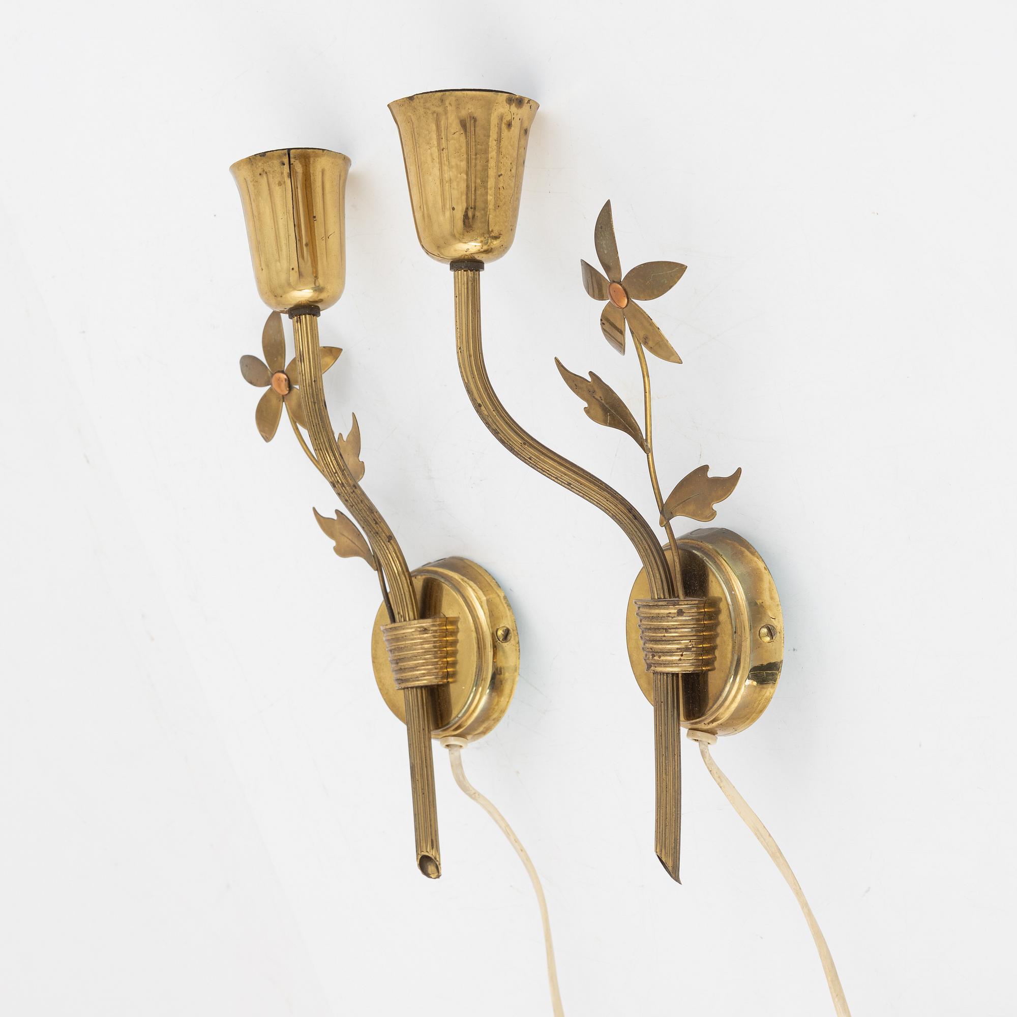 Vägglampor, ett par, Scandinavian Modern, Norge, 1940/50-tal.