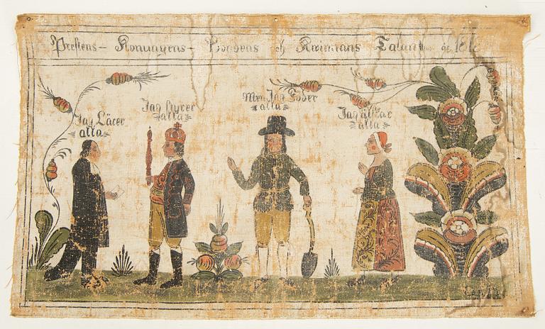 A traditional paintng from Dalarna, Sweden, dated 1818.