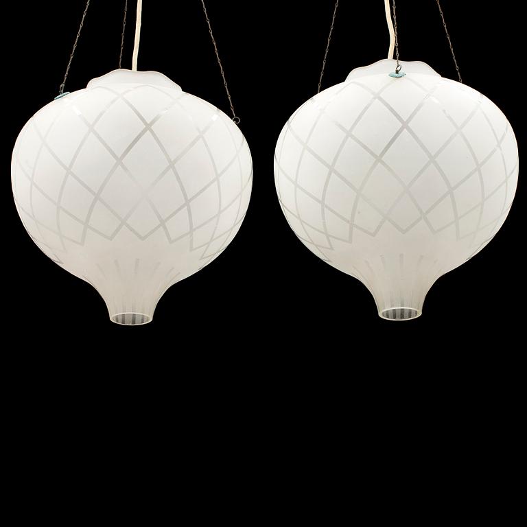 A pair of ceiling lights, probably 1940s.