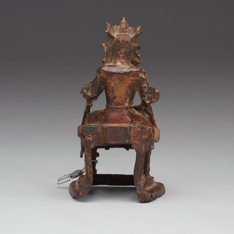 A gilt bronze figure of a seated Bodhisattva, Qing dynasty, 18th Century.