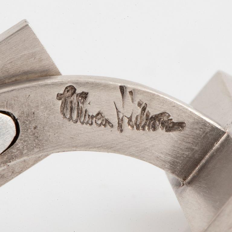 Wiwen Nilsson, manschettknappar, ett par, bergkristall och sterling silver, Lund 1966.