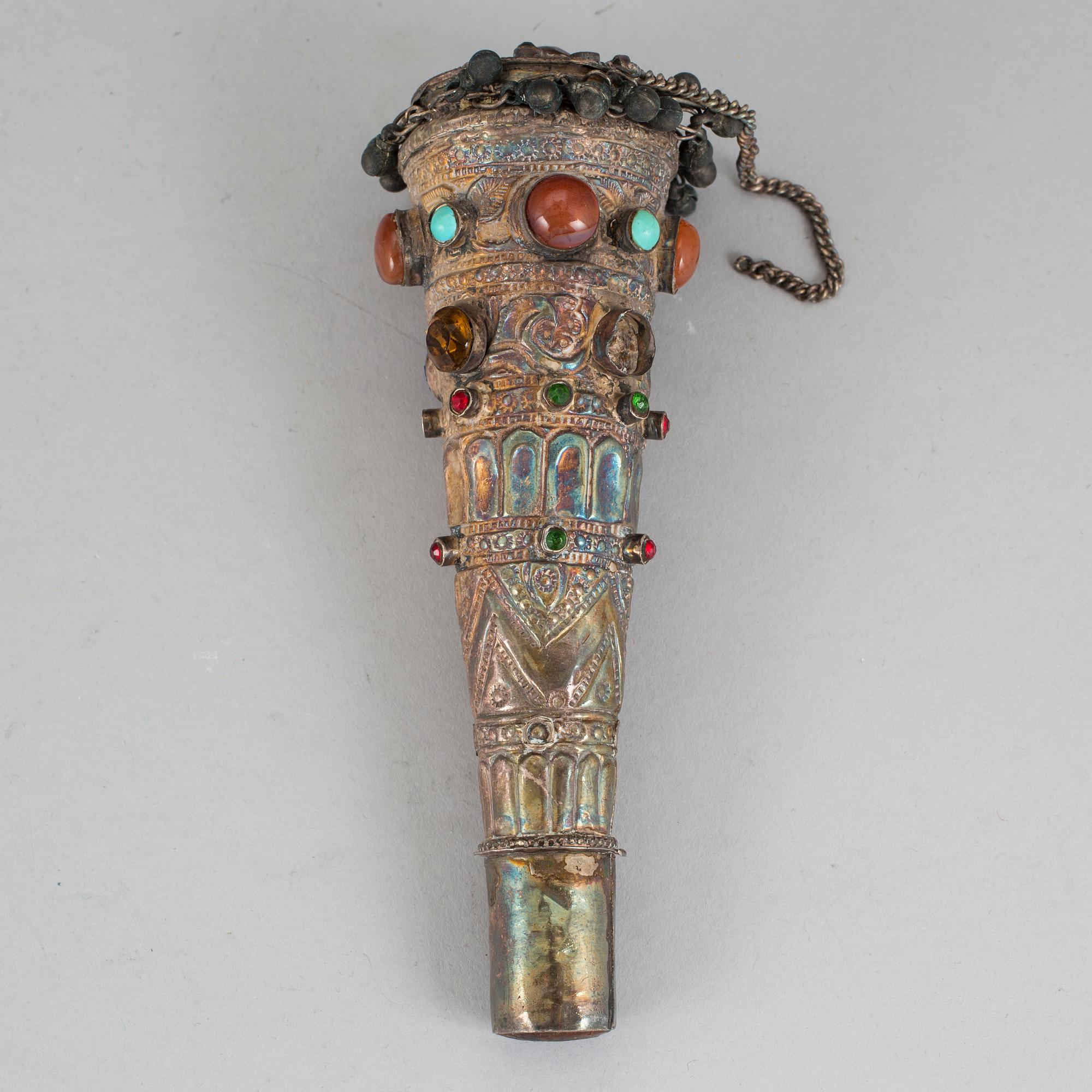 An inlaid silver pipe. presumably India, early 20th century.