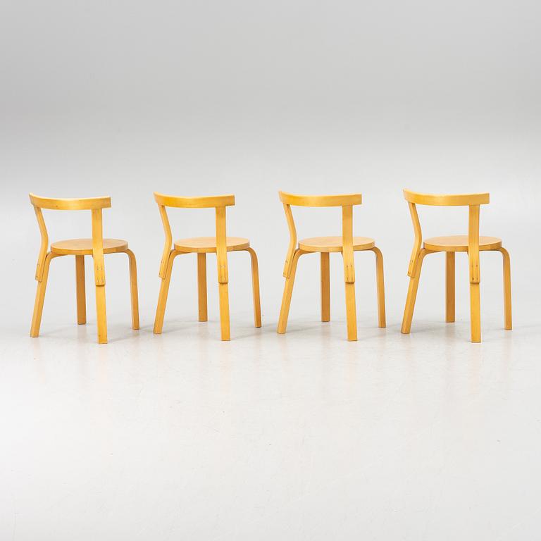 Alvar Aalto, chairs, "68", set of 4, Artek, Finland.