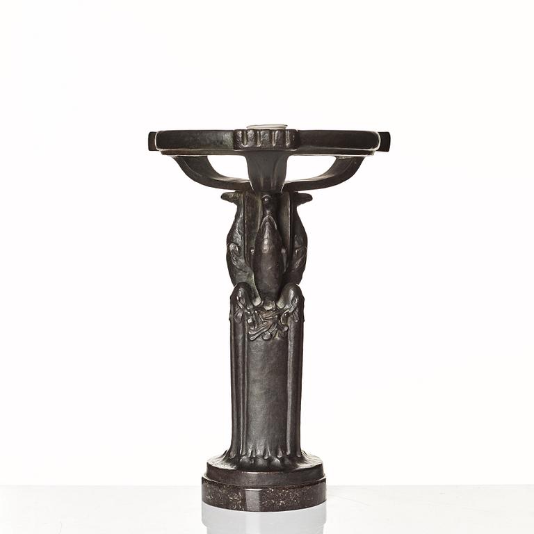 Emy Wahlström, an Art Nouveau bronze table lamp, Herman Bergman, Stockholm, early 1900's.