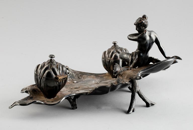 SKRIVSTÄLL, försilvrad metall, sekelskiftet 1900.