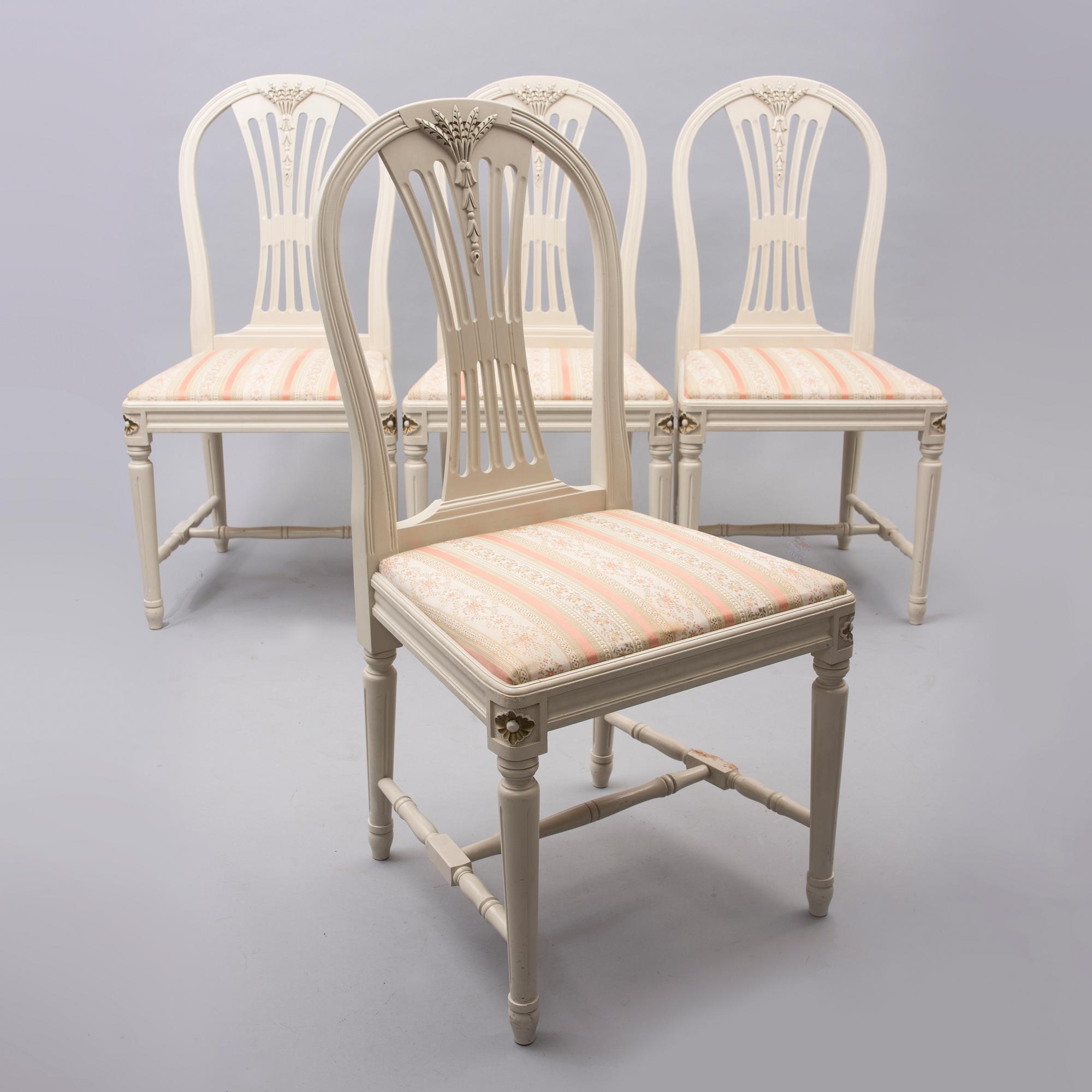 MATBORD och STOLAR, 4 st, gustaviansk stil, 1900-talets mitt.