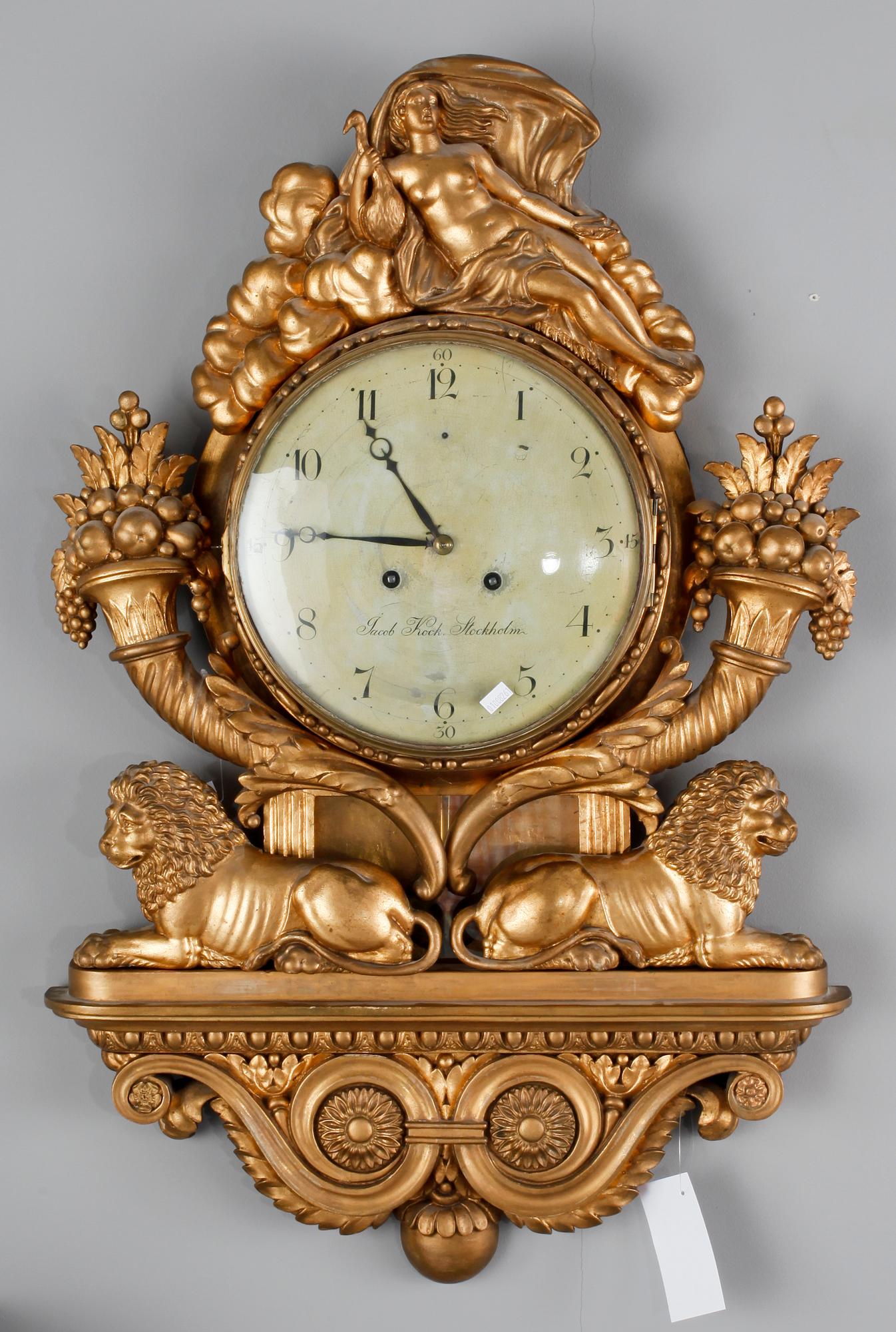 VÄGGPENDYL, sengustavianskt, urtavlan märkt Jacob Kock, verksam 1762-1803 i Stockholm.