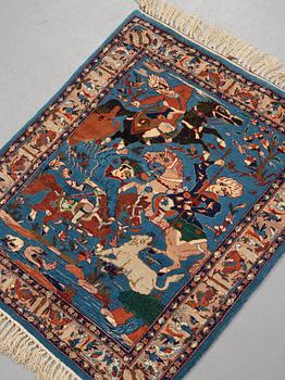 A rug, Old Esfahan, part silk, ca 87 x 75 cm.