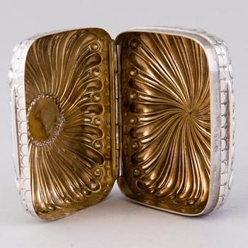 A hinged parcel-gilt soap case, London 1884.