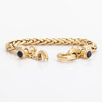 Armband, 18K guld med cabochonslipade safirer, Frankrike.