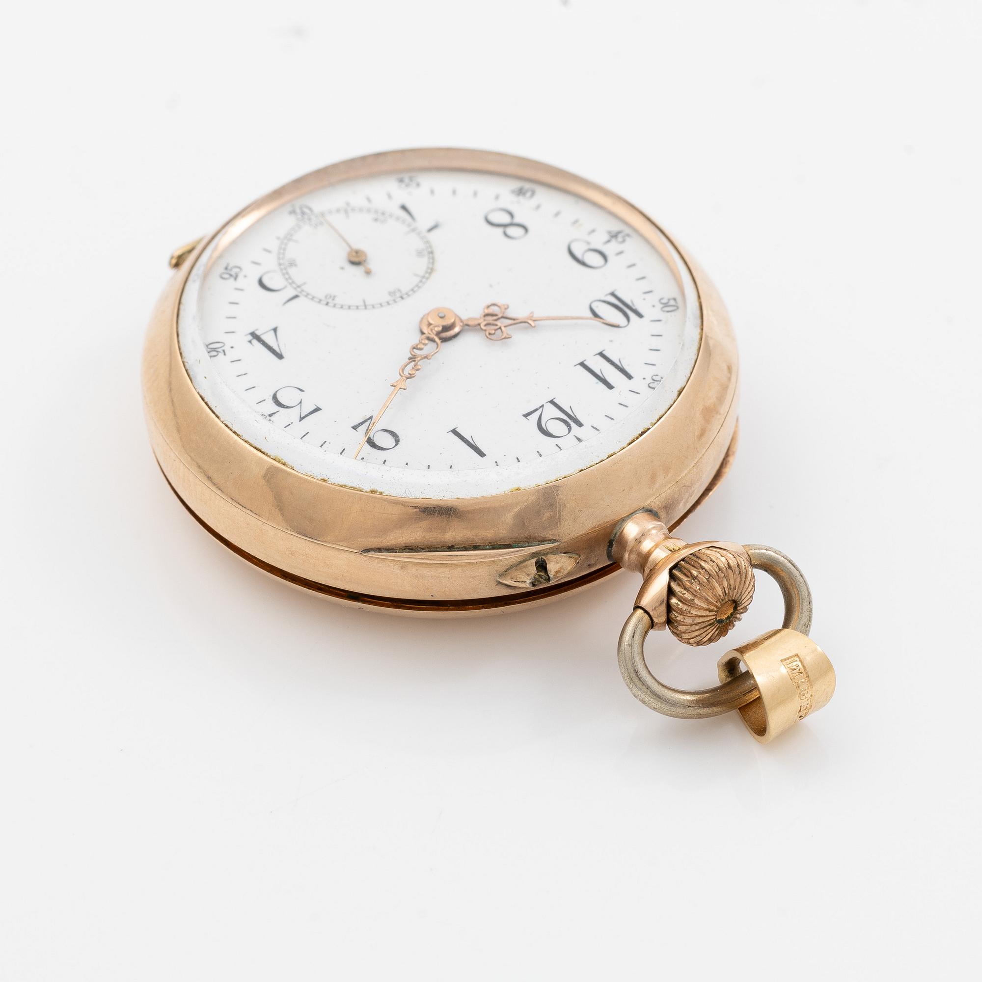 Pocket watch, 14K gold, 34 mm.
