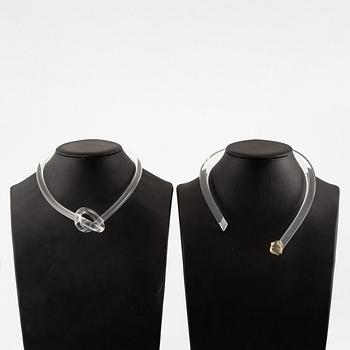 Siv Lagerström, necklaces, two pieces, acrylic and pyrite.