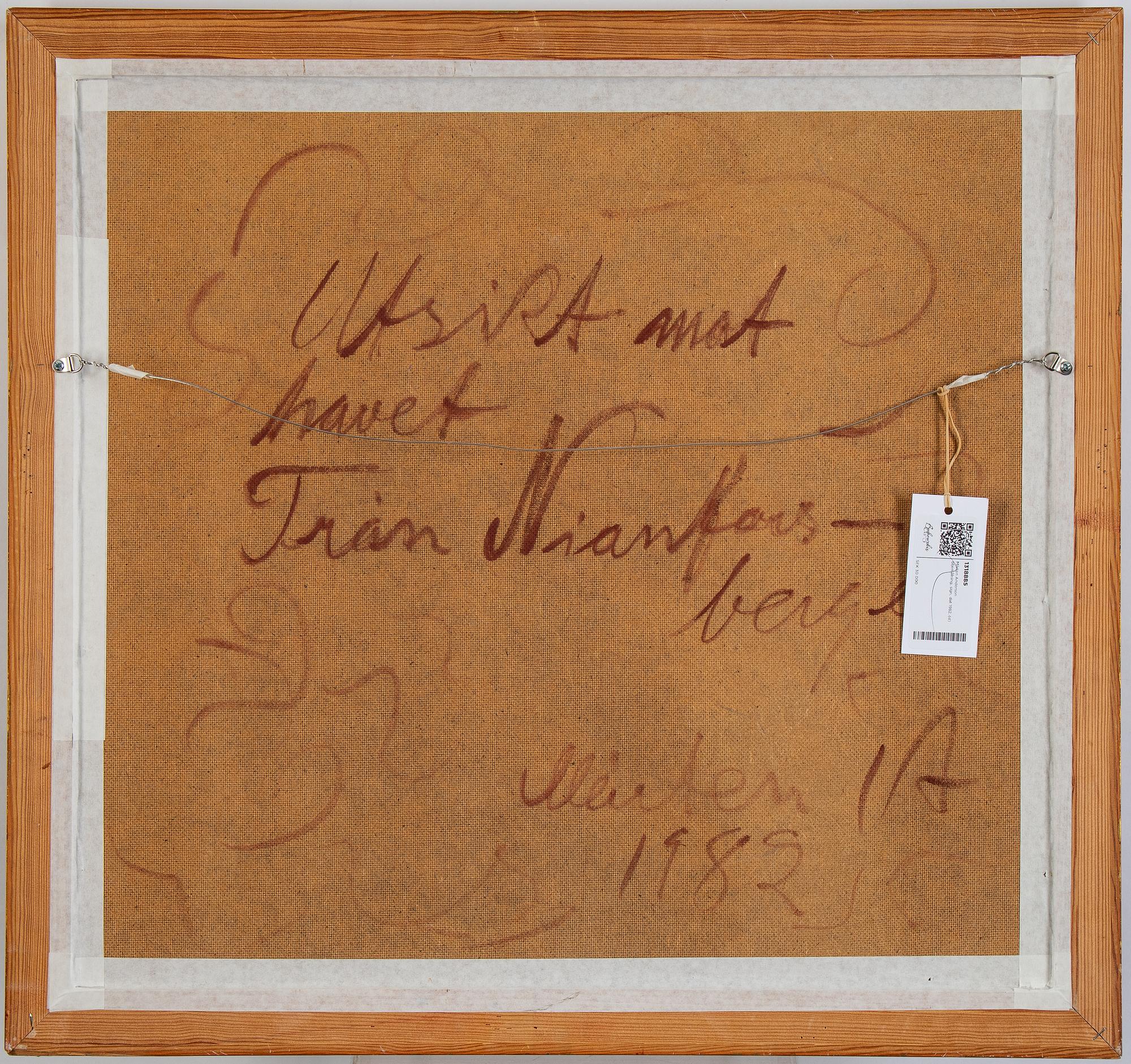 Mårten Andersson, oil on panel, signed and dated 1982.
