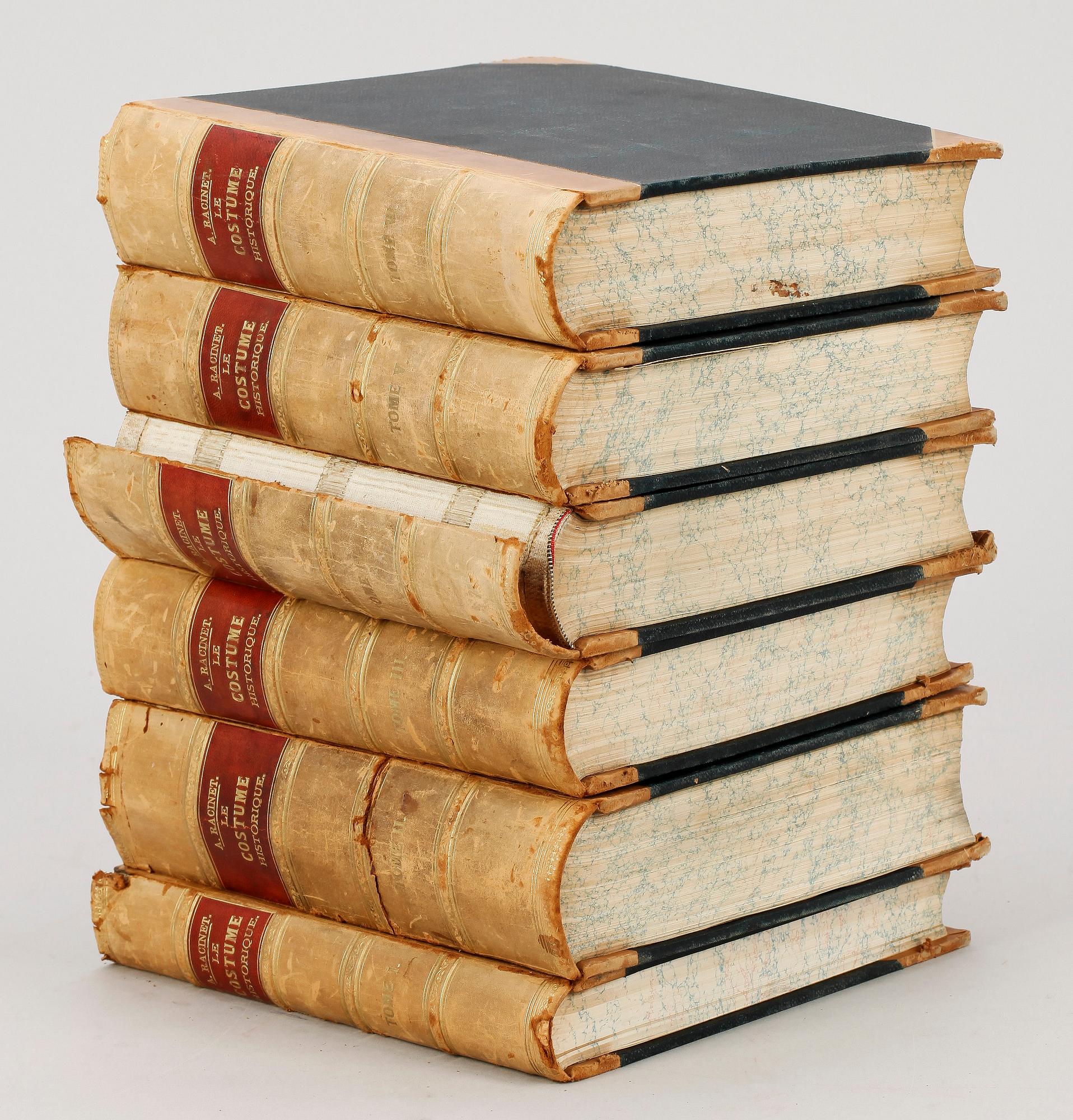 BOKVERK, 6 vol, "Le Costume Historique" av Auguste Racinet, Paris 1888.