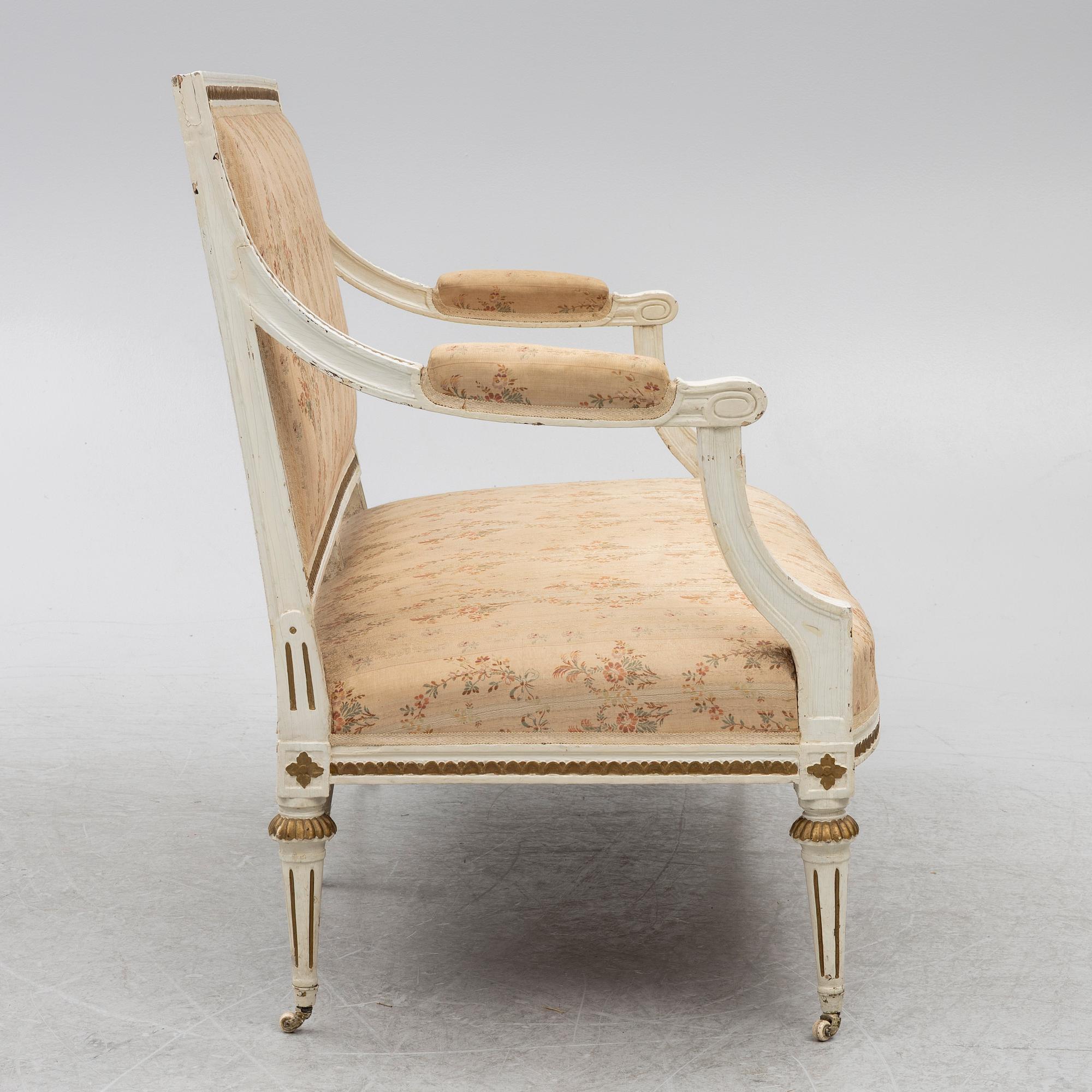Sofa, by Johan Hammarström (master in Stockholm 1794-1812), Late Gustavian, circa 1800.