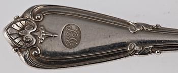 BESTICKSERVISDELAR, 10 st, silver, "Greque", Lars Larson & Co, Göteborg 1879.
